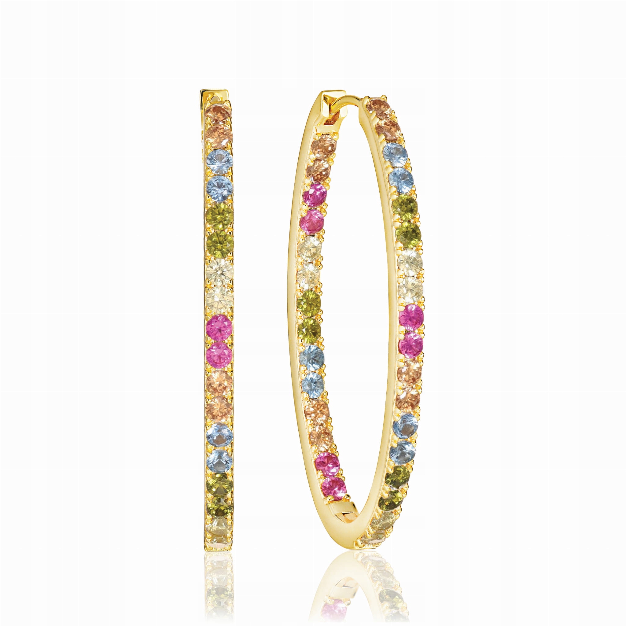 Náušnice pozlacené Sif Jakobs Ellisse Kola stříbro 925 Barevné Zirkony