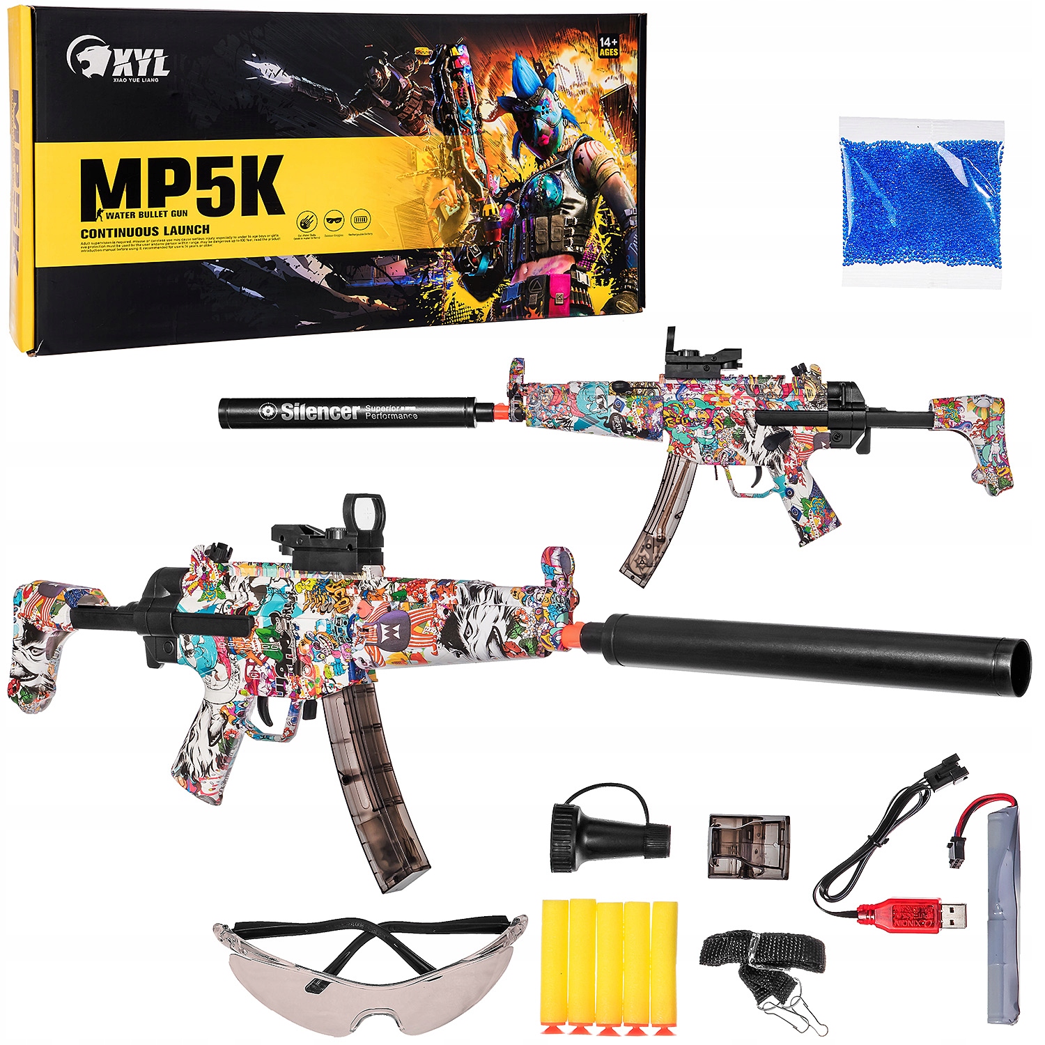 

Automat MP5K Pistolet Kulki Żelowe Strzałki 2W1