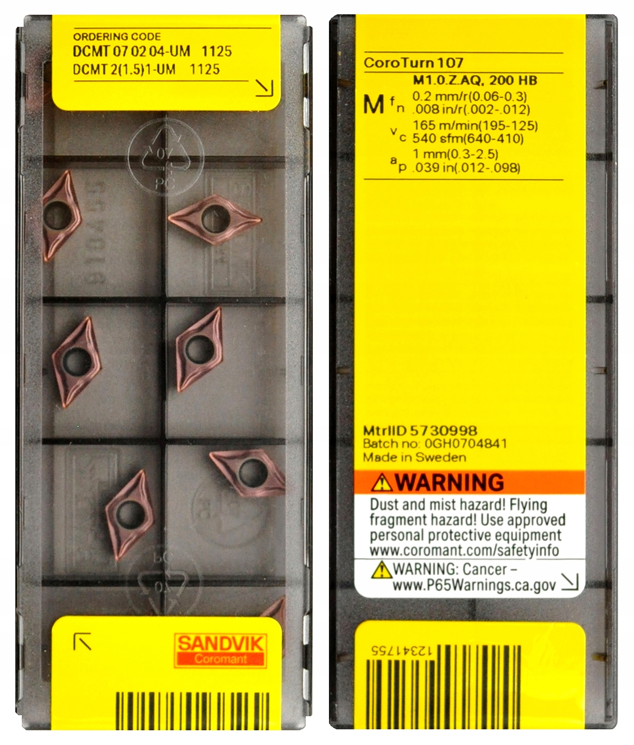 Boîte De 10 Plaquettes De Tournage Sandvik DCMT070204-UM 1125 - Pour Outils De Tour à Métaux