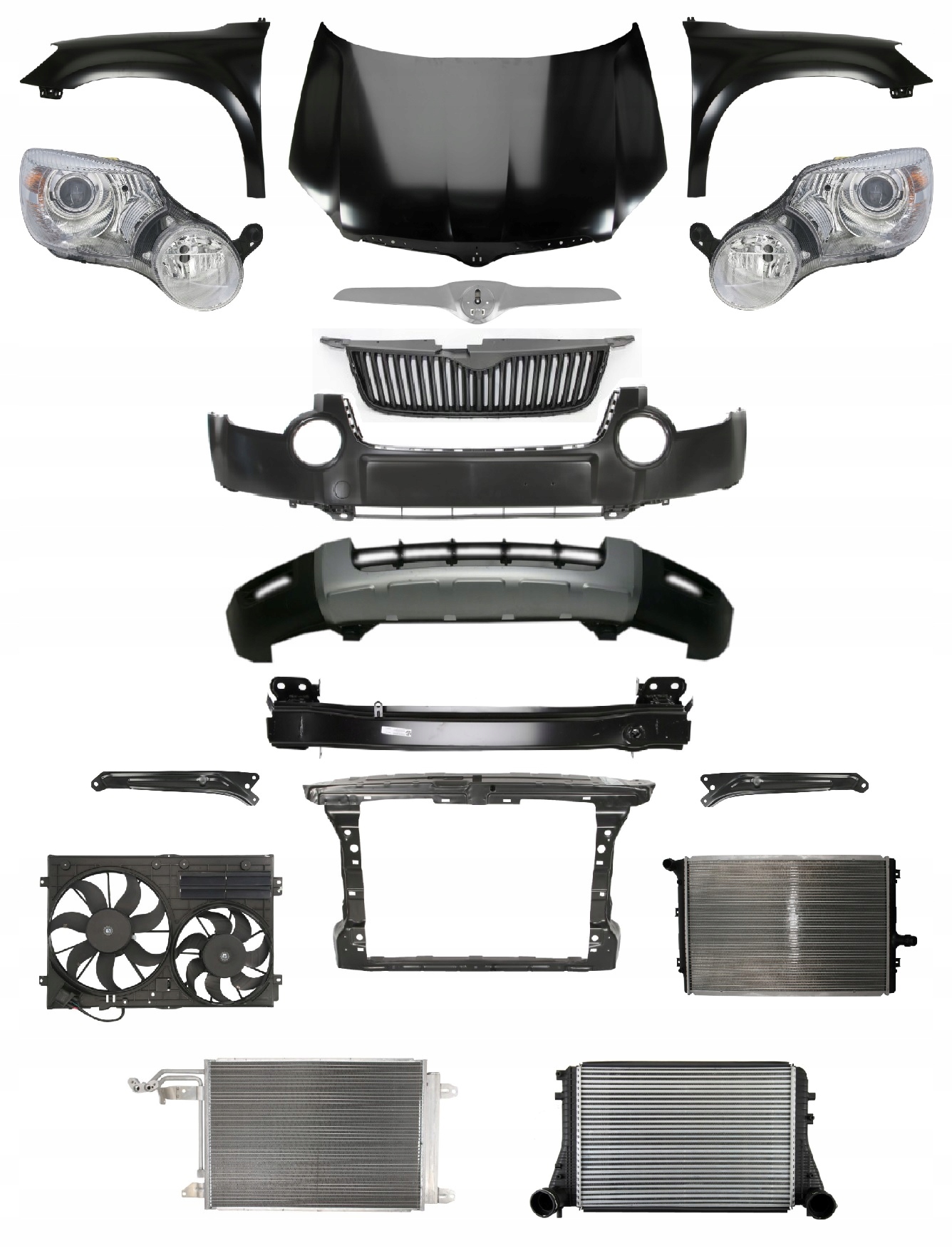 YETI 09-13 ПЕРЕД БАМПЕР КАПОТ ПЕРЕДНЯЯ ПАНЕЛЬ ФАРА КРЫЛО