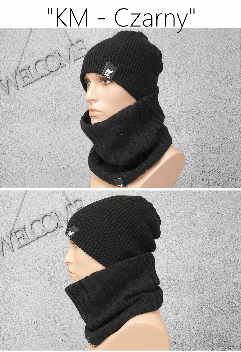 MĘSKI KOMPLET CZAPKA i KOMIN ciepły zimowy KOLORY Marka Distribution4you