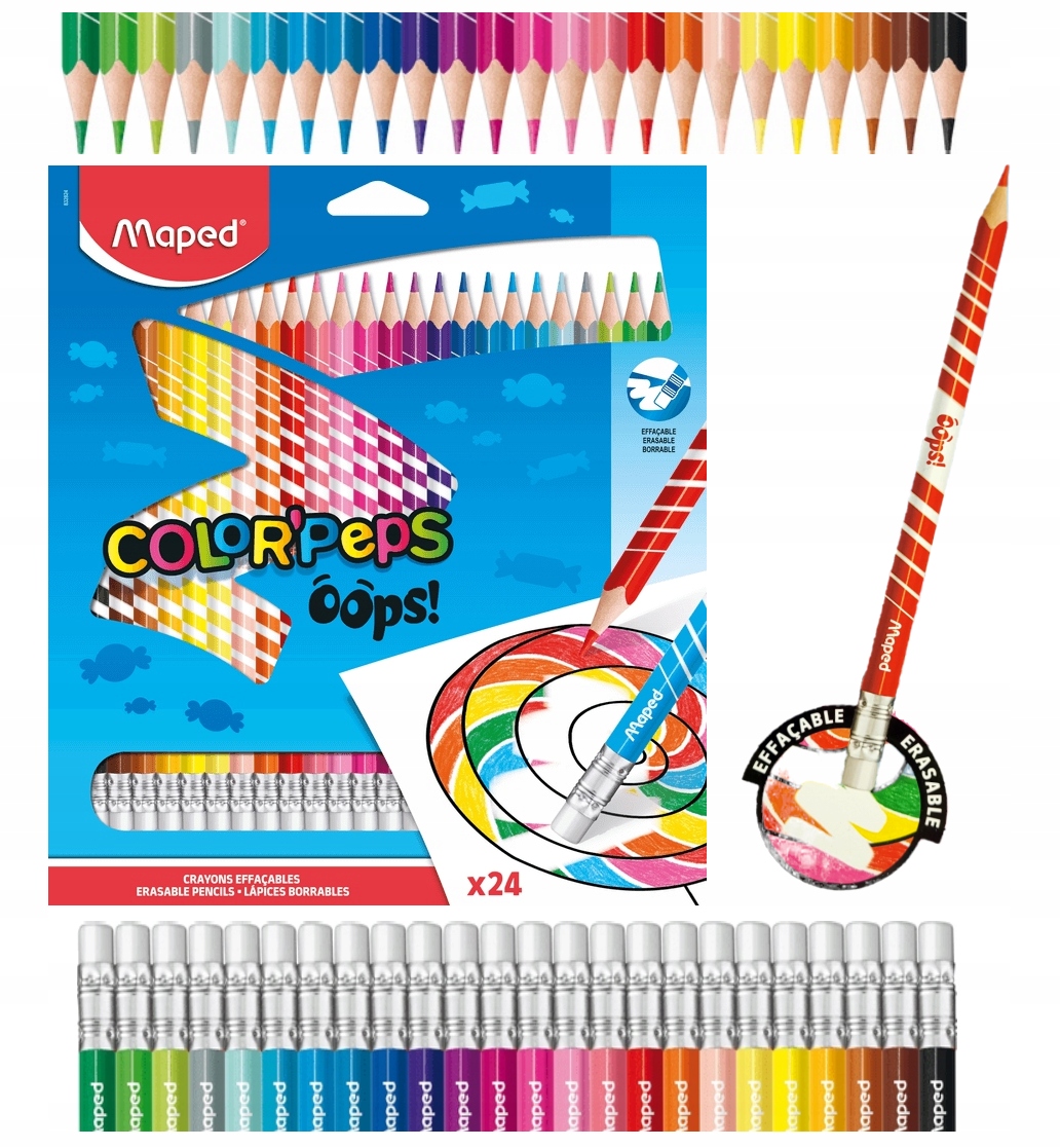 

Kredki wymazywalne z gumką 24 kol. Maped ColorPeps