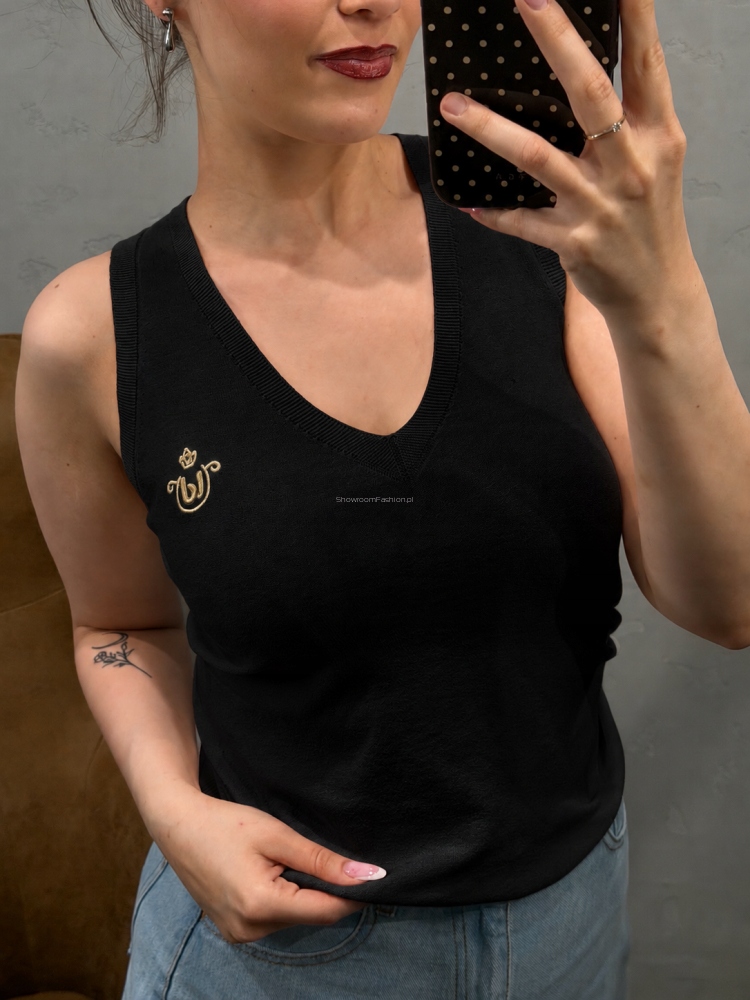 Royal Club Top V-neck S Logem Černý 2 (M/L)