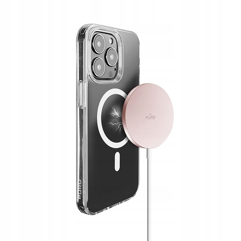 Ładowarka indukcyjna Puro Magnetico z MagSafe 1m – różowa Puro