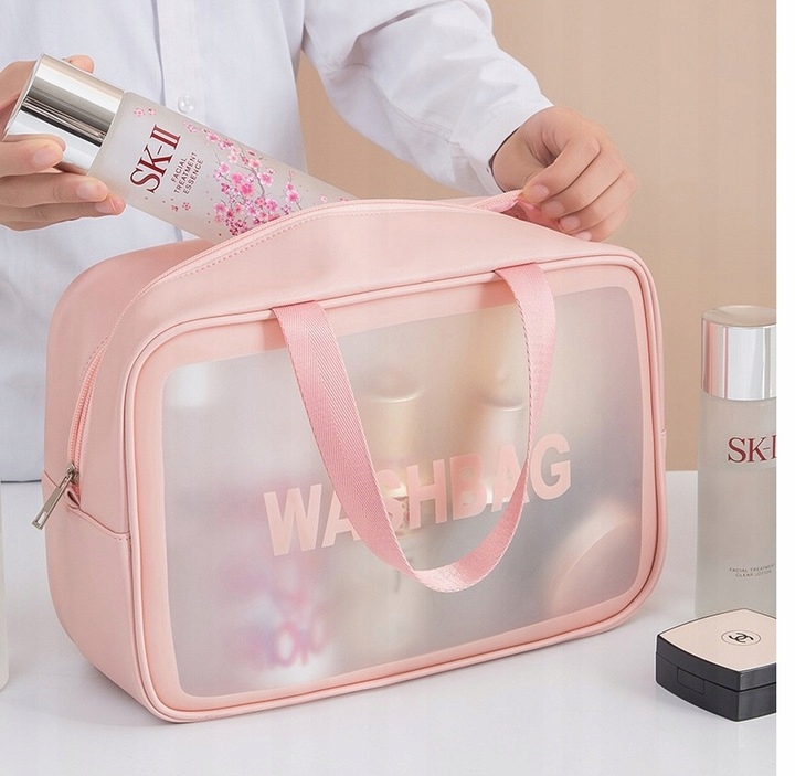 KOSMETYCZKA DAMSKA WODOODPORNA PODRÓŻNA RÓŻOWA PRZEZROCZYSTA ZESTAW X3 Kod producenta 60010162