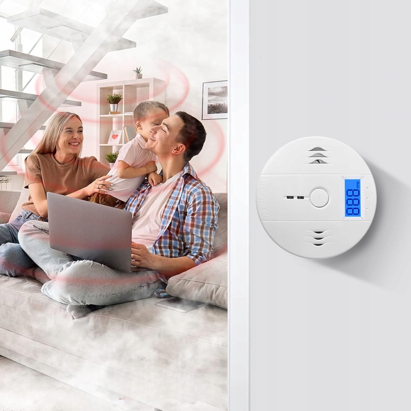 CZUJNIK CZADU DETEKTOR TLENKU WĘGLA GAZU CO LCD Rodzaj Czadu Dymu Gazu