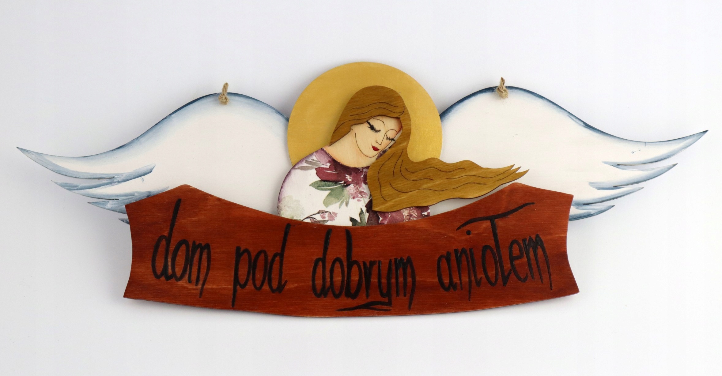 Dřevěný anděl ozdoba květiny