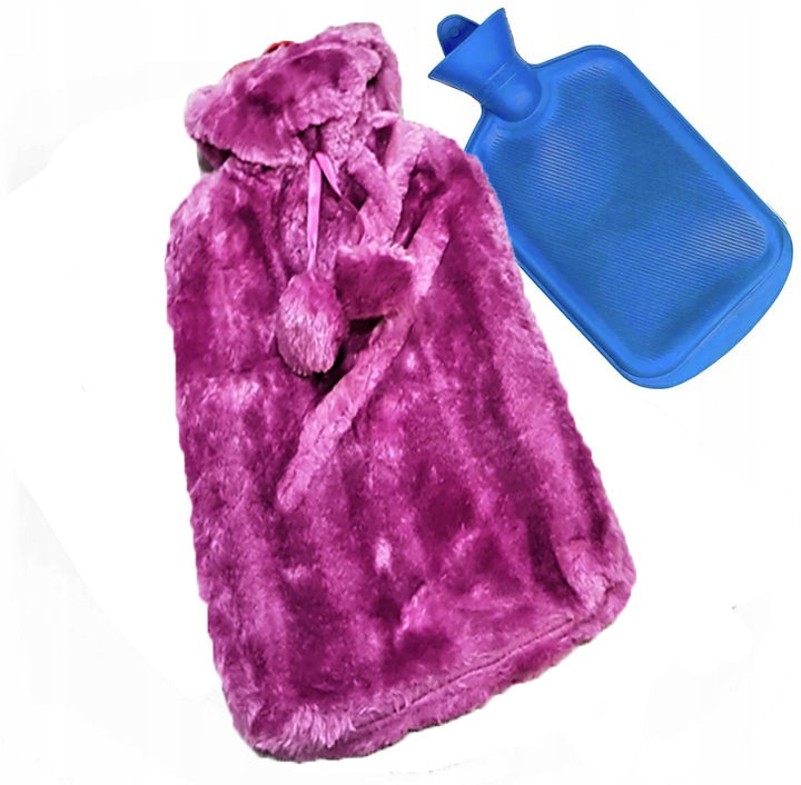 Duży Termofor Ogrzewacz Gumowy W Pokrowcu 2000 ML Miękki Z Pomponem