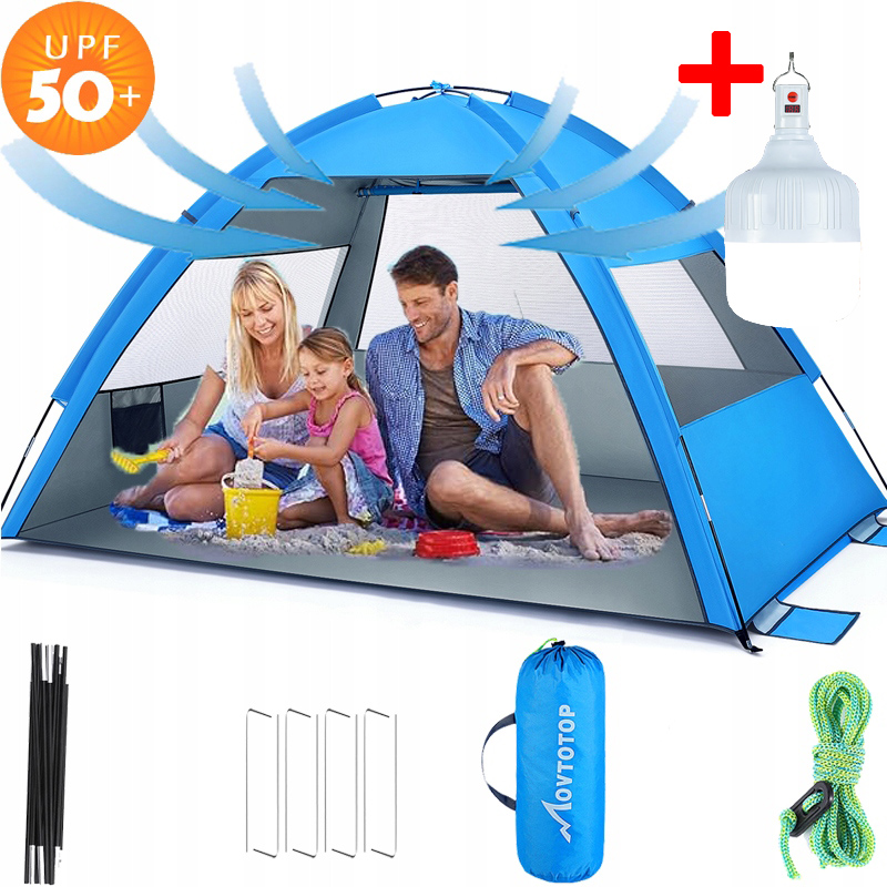 Automatický Plážový Stan Samorozkládací Popup 260*165*150CM lampička Zdarma