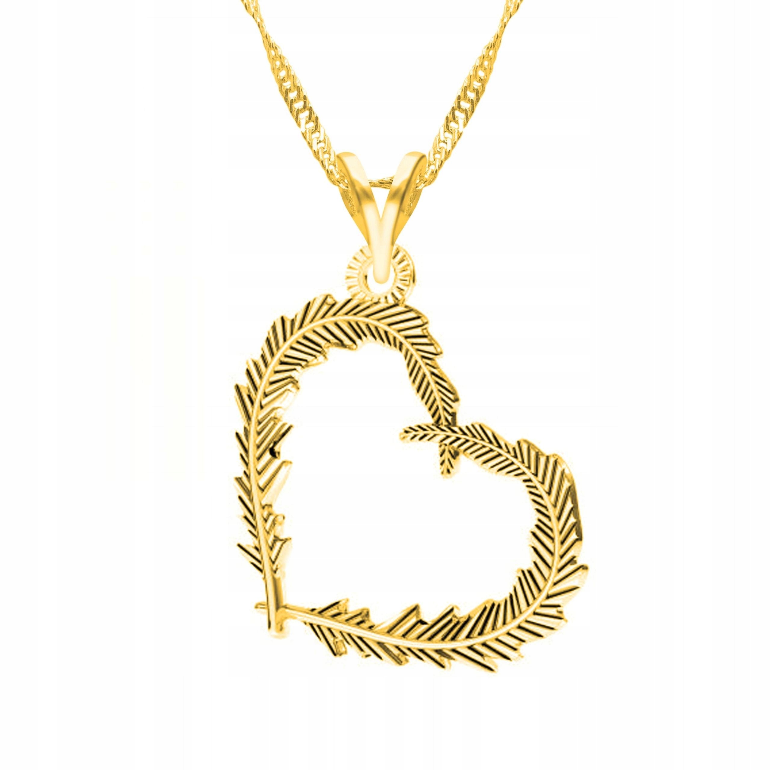 Zlatý náhrdelník s perem Srdce Srdíčko Pero Stříbro 925