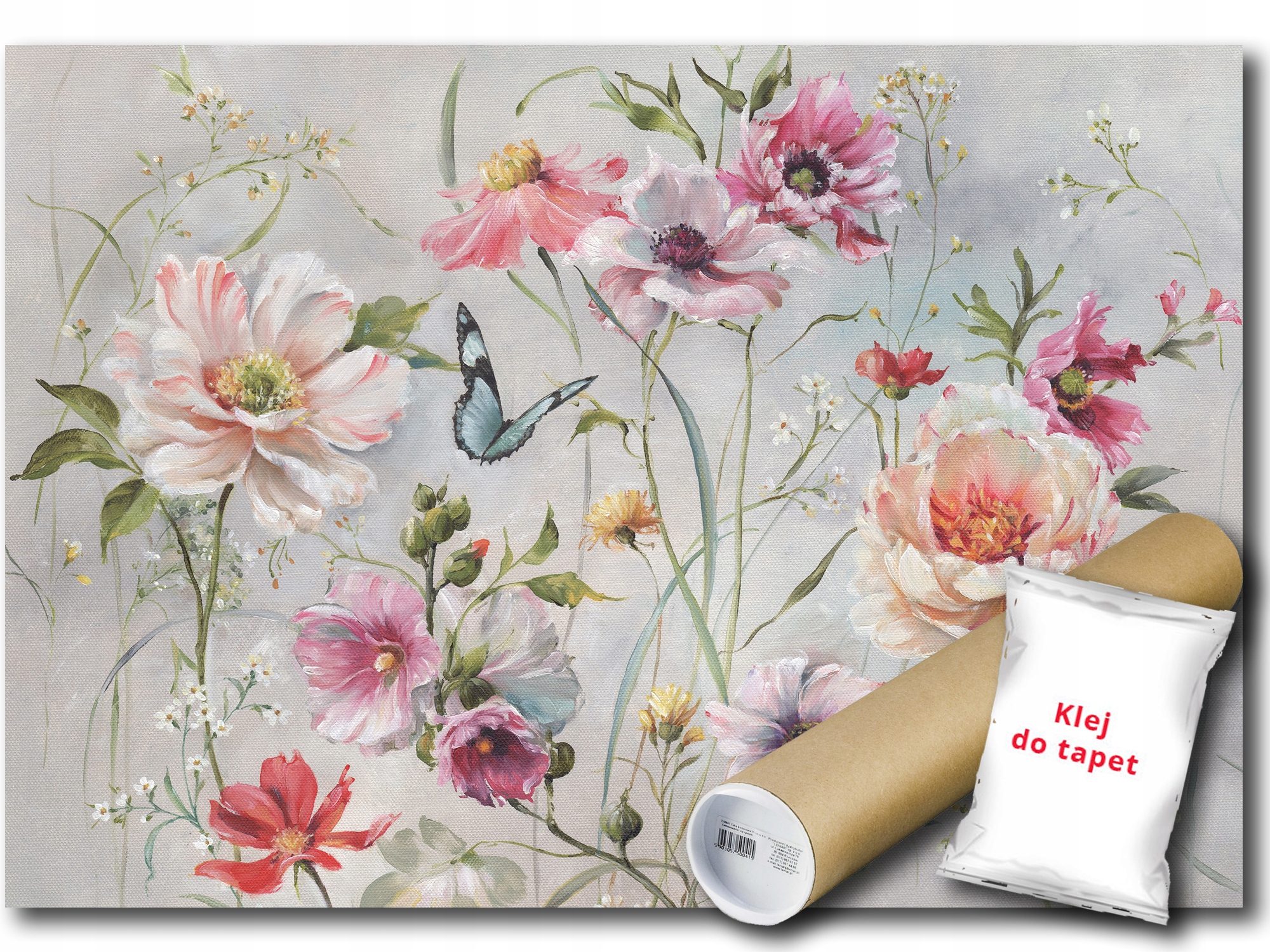 Vinylová Fototapeta Květiny Zahrada Louka Motýl Příroda 254x184