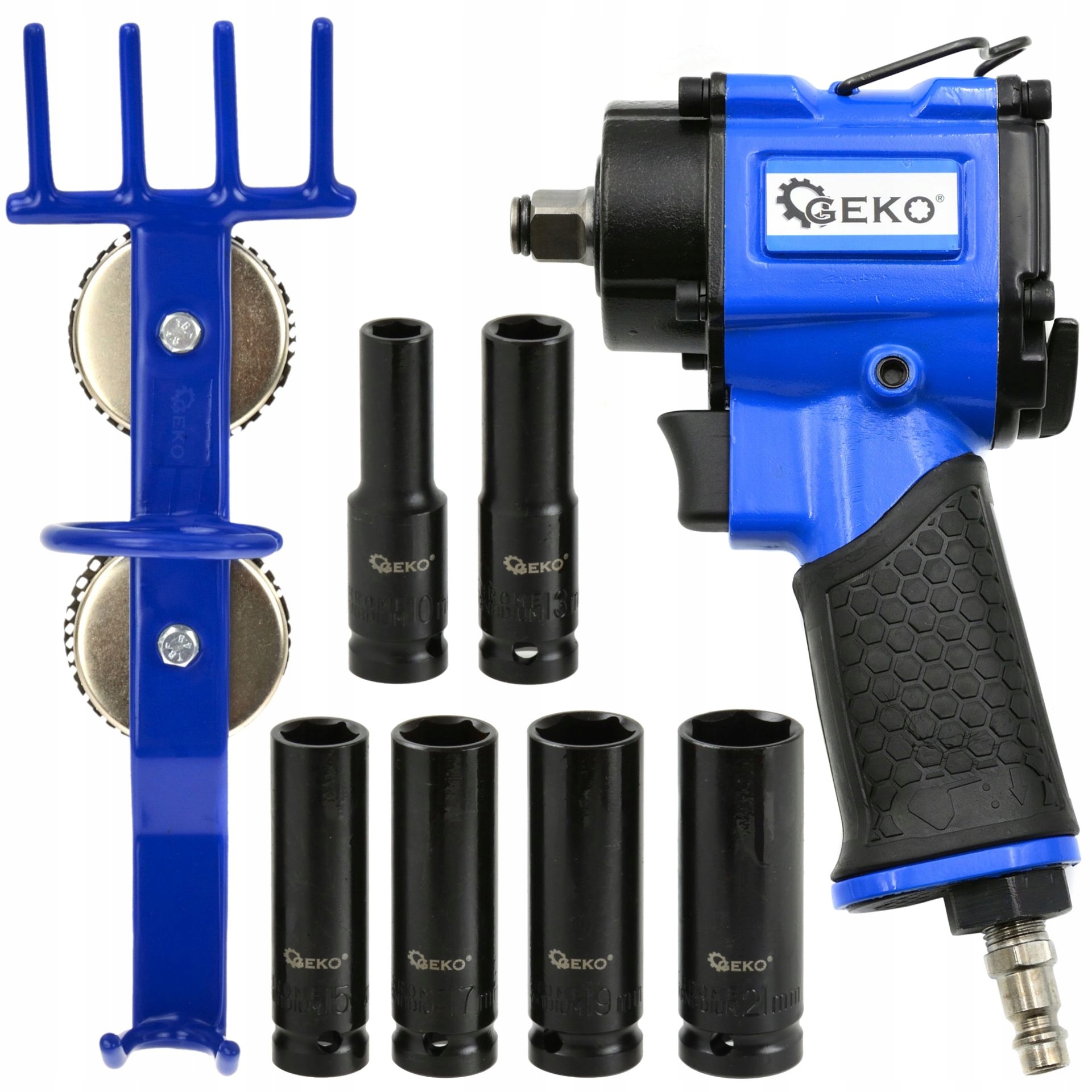 KLUCZ PNEUMATYCZNY 1/2" + UCHWYT + NASADKI