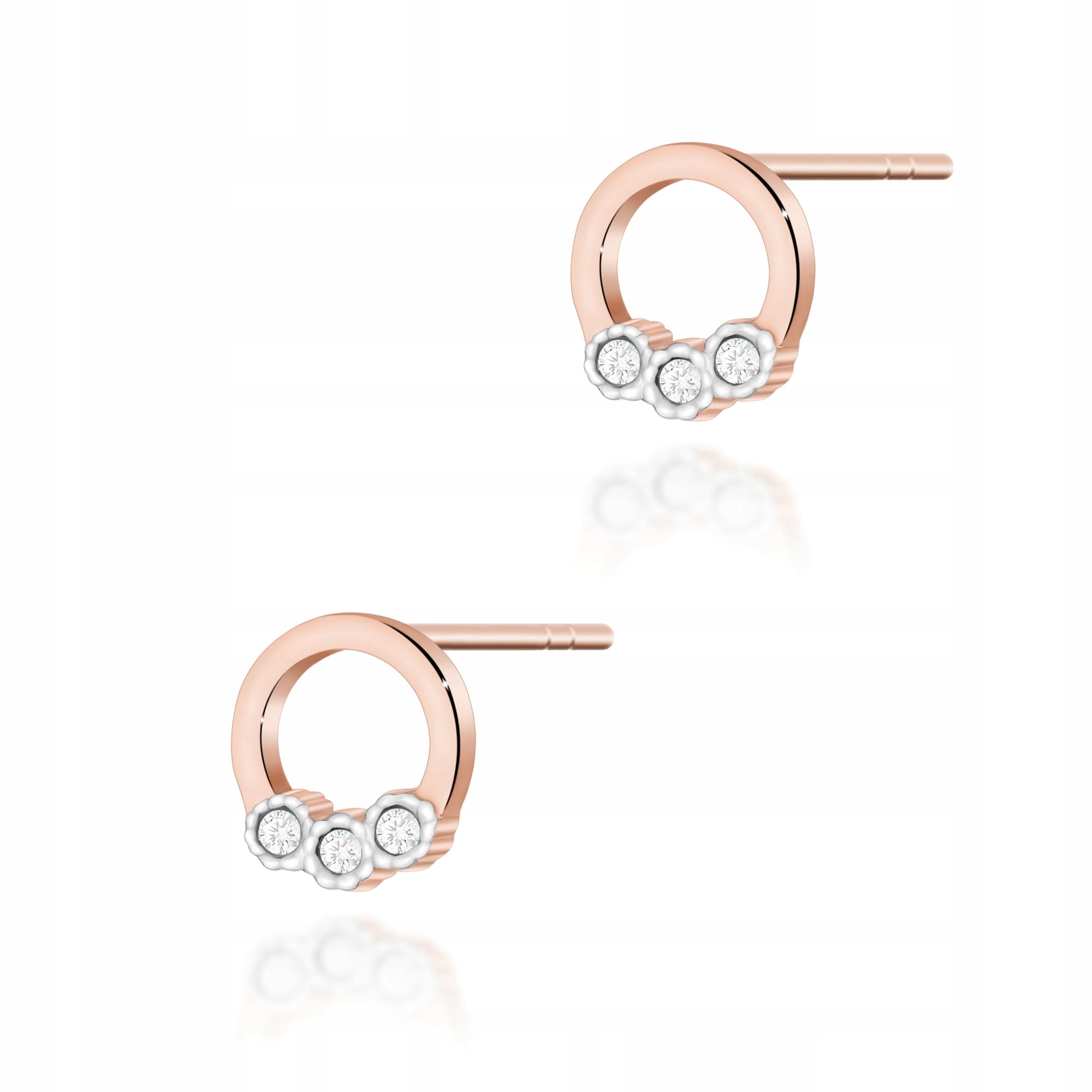 Náušnice ze zlata 585 s diamanty, růžové zlato, elegantní design jako dárek