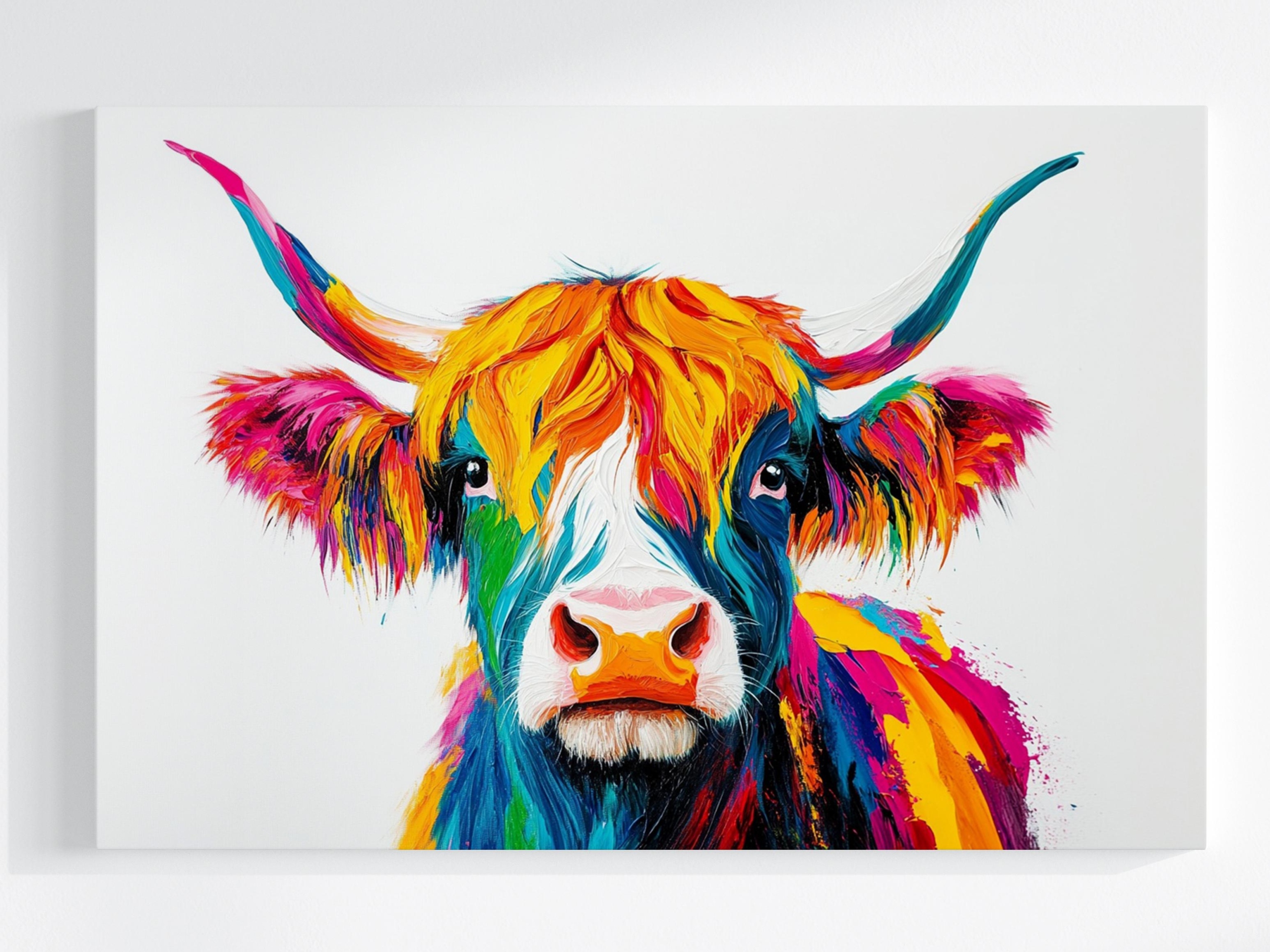 Obraz Na Plátně Canvas Grafika Kráva Highland Skotsko Pop Art Boho 120x80