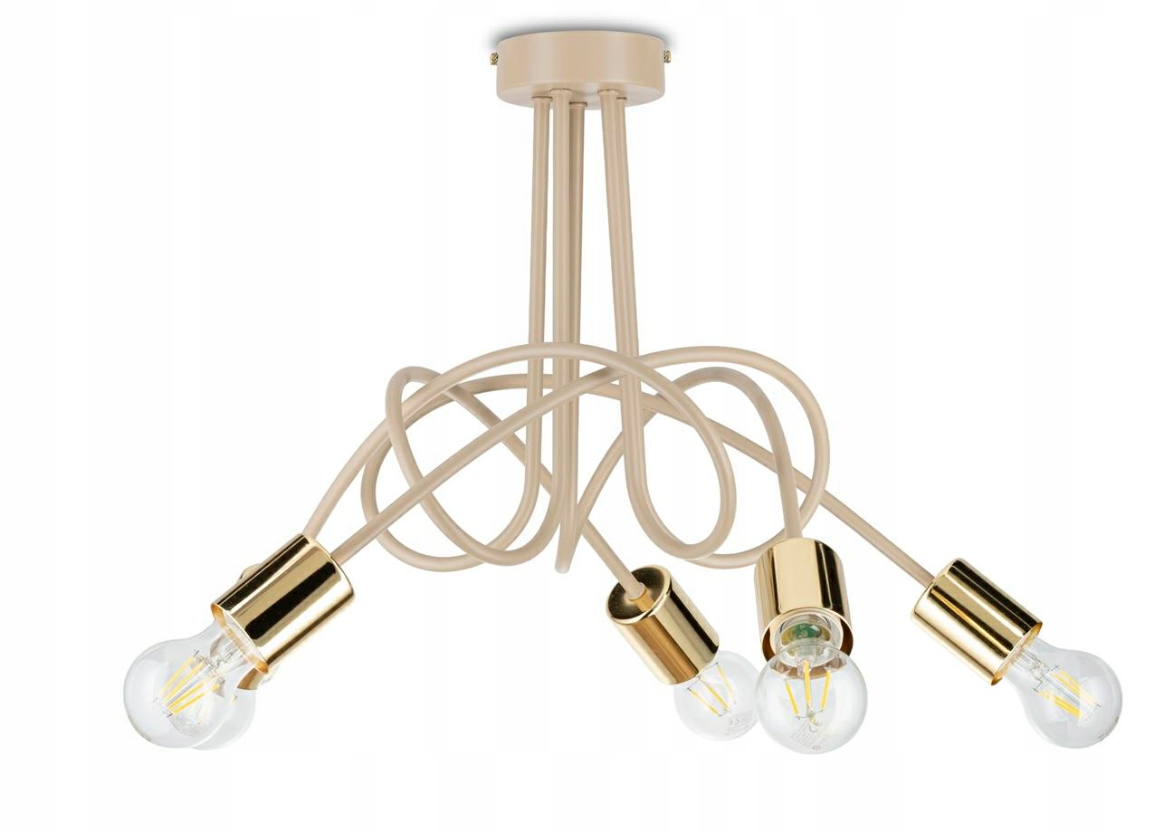 Luster Kango Béžový so zlatými detailmi 5xE27 50 cm Moderný do obývačky Taupe