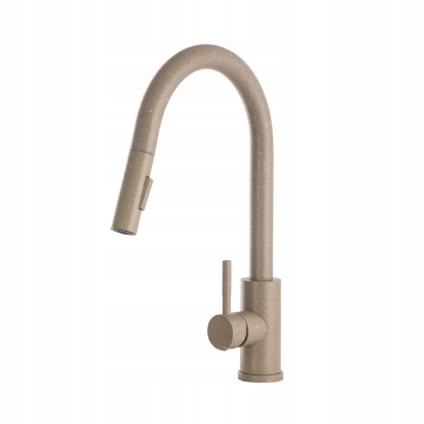 Bateria Kuchenna Stojąca Wyciągana Wylewka Zlew Kran Taru Slim Beżowa Pg