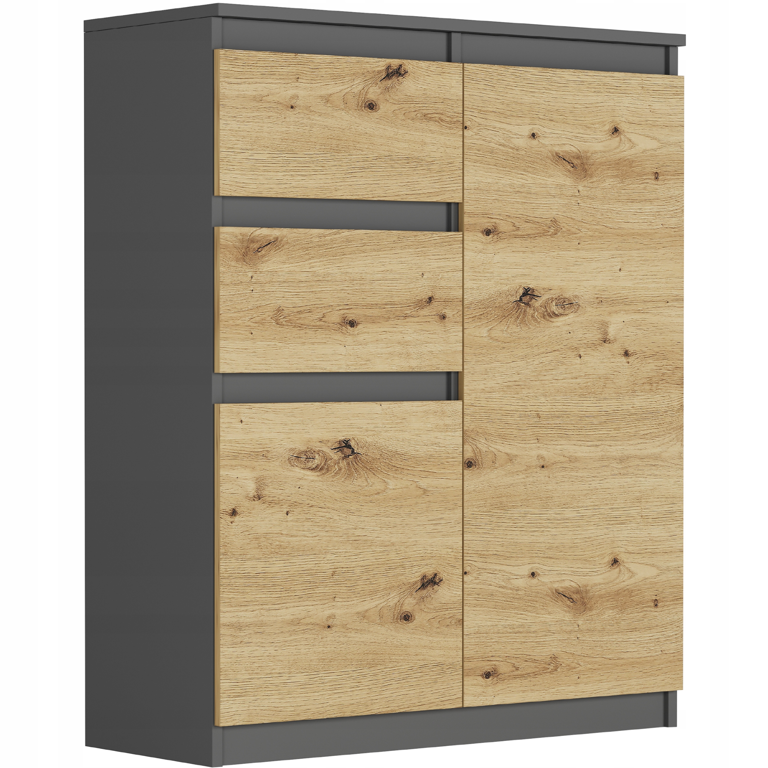 KOMODA 98CM SZAFKA 2 SZUFLADY ANTRACYT MIX ARTISAN S2