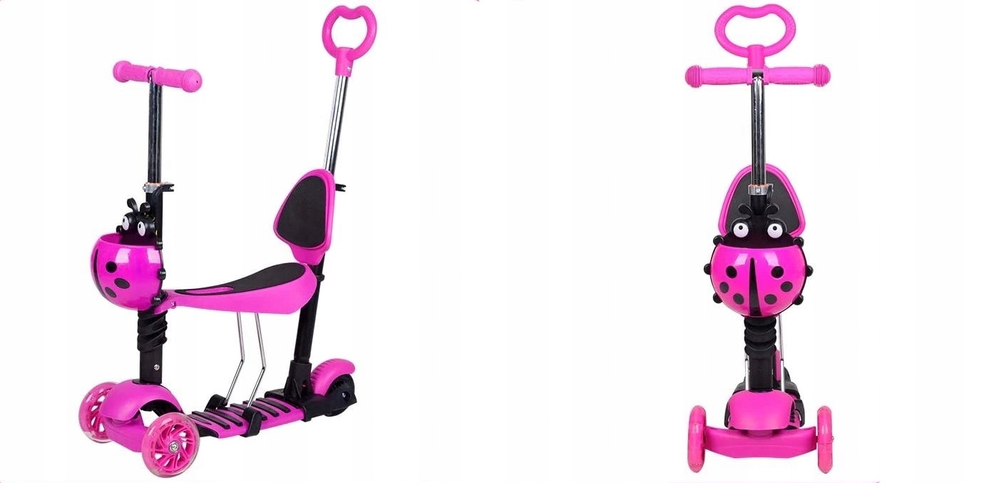 HULAJNOGA TRÓJKOŁOWA BALANSOWA BIEDRONKA 5w1 LED RÓŻOWA Marka bez marki