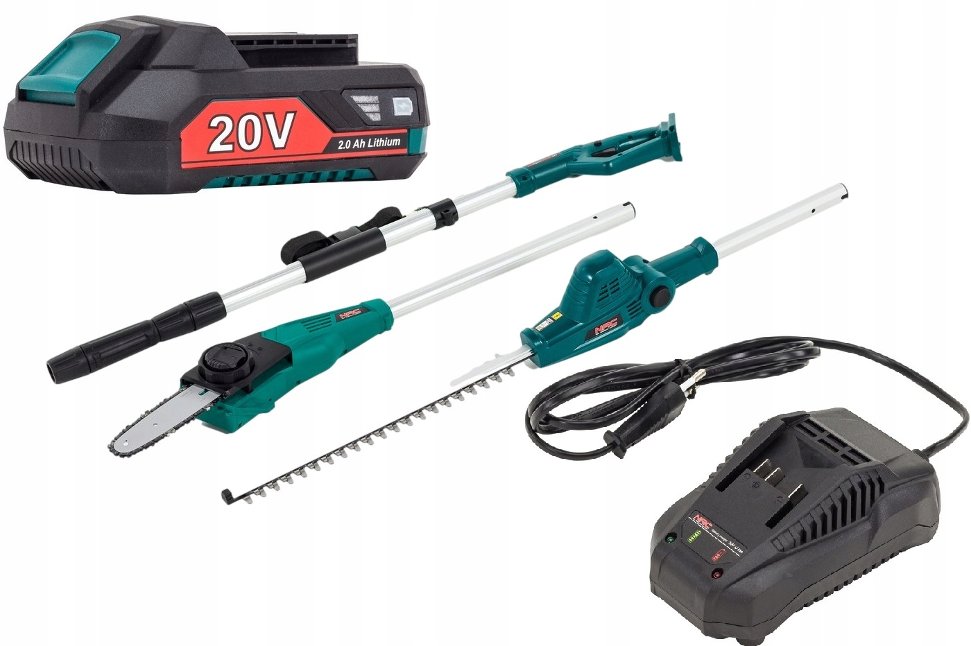 Piła Łańcuchowa do galęzi Nożyce do żywopłotu 2w1 Nac 20V Aku 2Ah Ładowarka