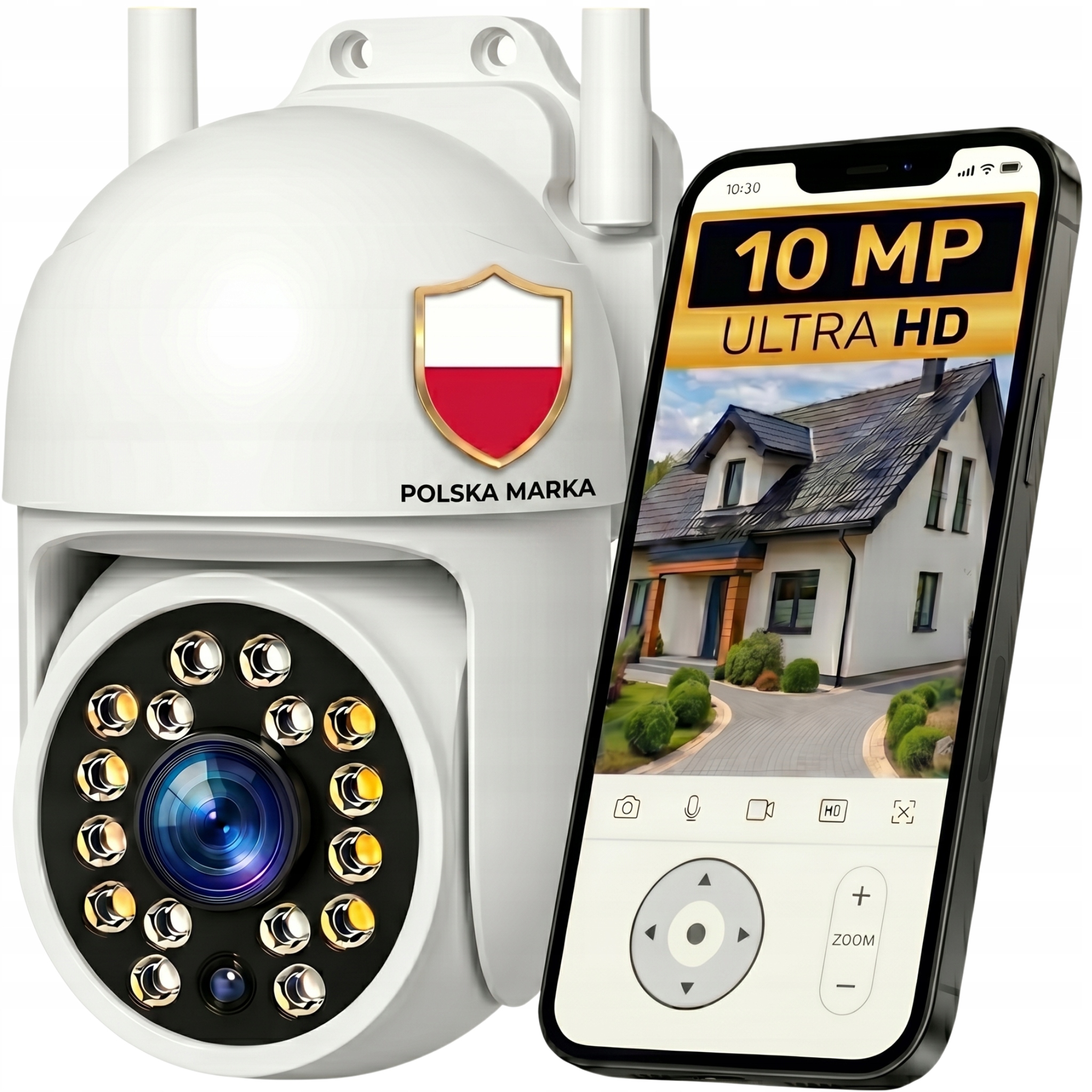 Zewnętrzna Kamera Wifi Obrotowa 10 Mp Uhd 4K Zoom Śledzenie Audio
