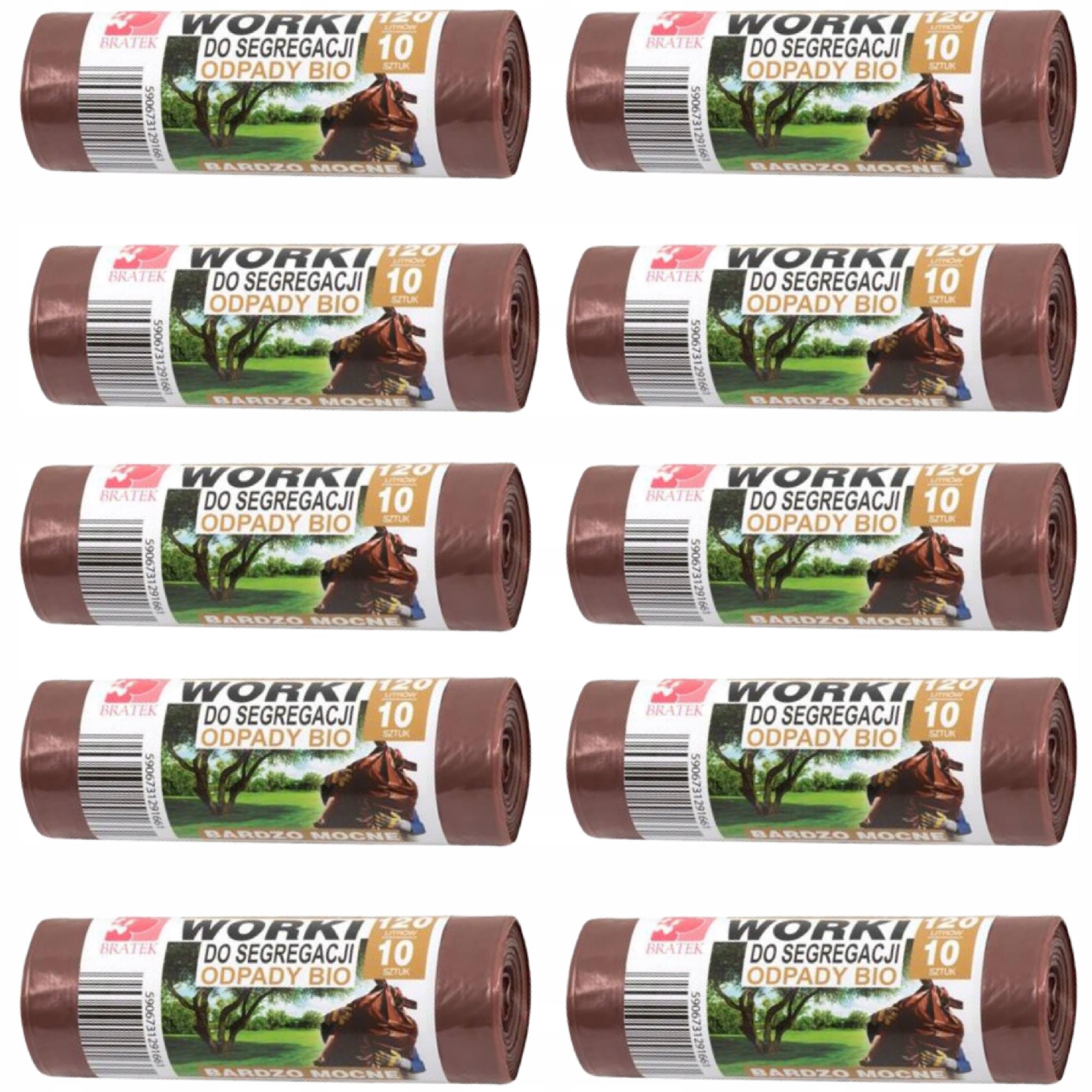 

Worki do segregacji odpady Bio 120L brązowe 100szt
