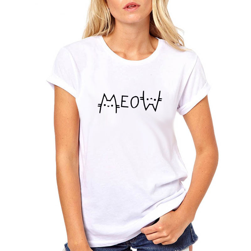 T-SHIRT KOSZULKA DAMSKA Z NADRUKIEM MEOW XL