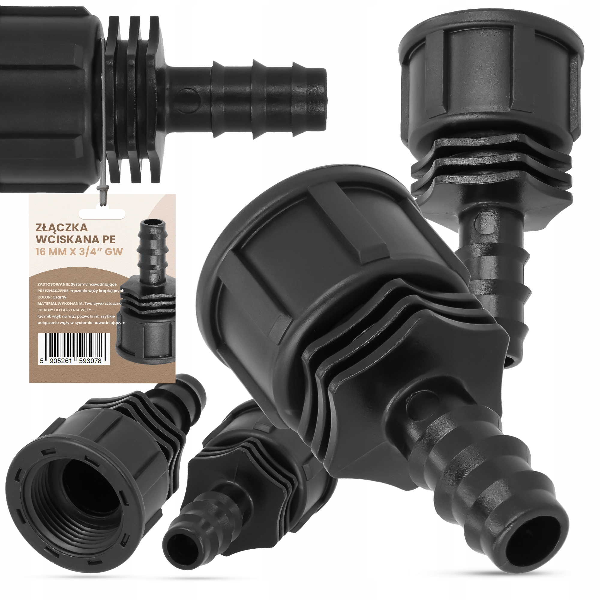 

Złączka Wciskana Pe 16x 3/4 Gw Łącznik Węża Rur
