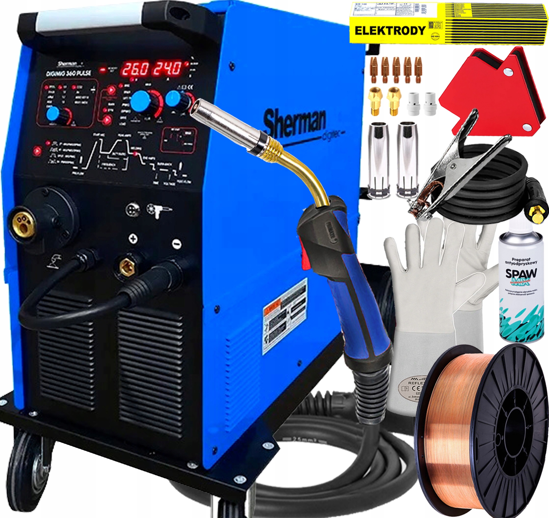 Synergická Invertorová Svářečka S Poloautomatem Sherman Digimig 360 Pulse 400V