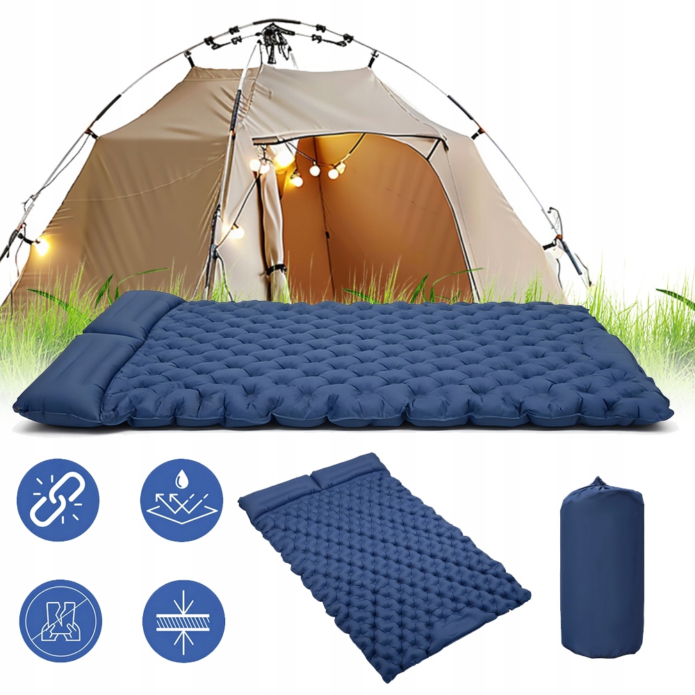 Kempingová podložka s polštářem pro 2 osoby, nafukovací Matrace