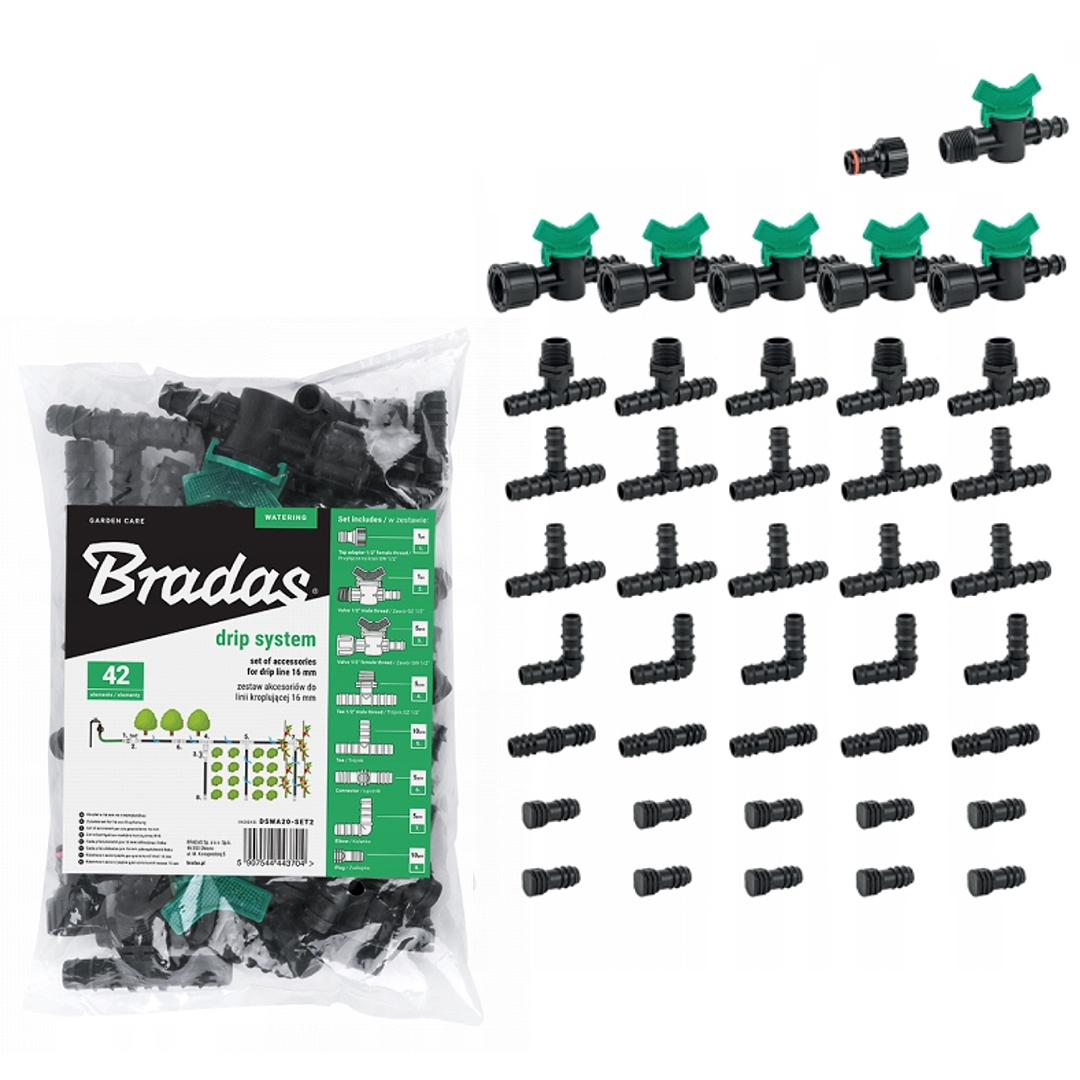 

Zestaw do linii kroplującej 16mm 42 el. Bradas