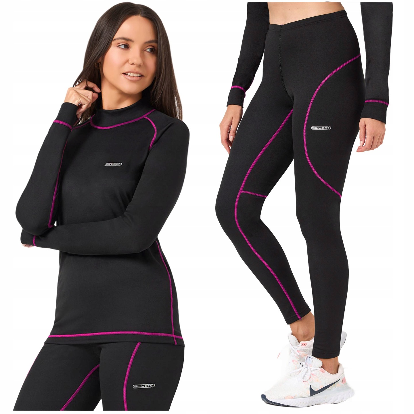 Dámské zateplené legíny Termoaktivní tričko Termální oblečení Komplet ML