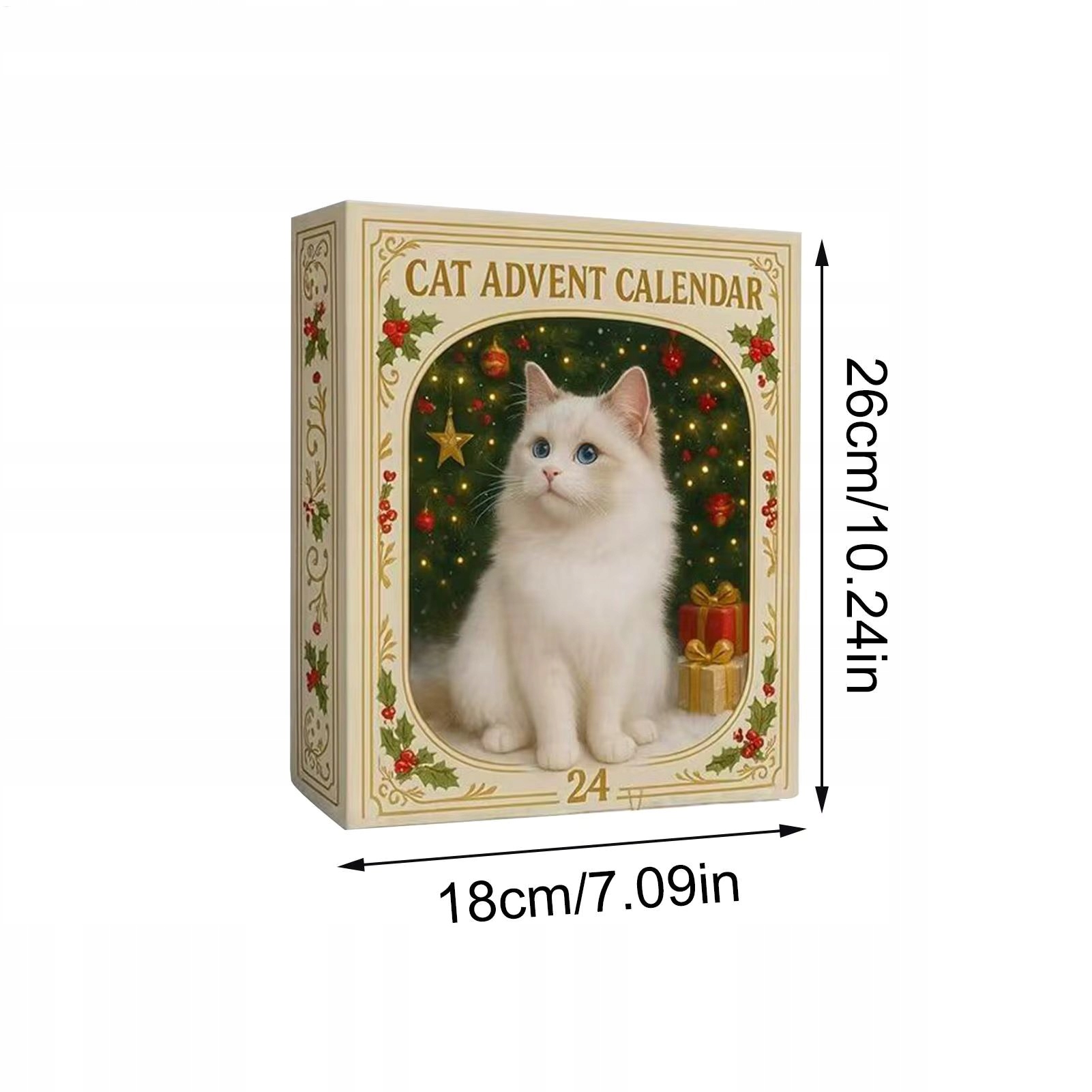 Адвент-календарь с котиками, 24 плоских ёлочных подвески 2D