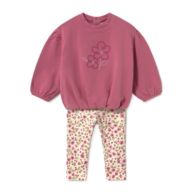 Komplet Mayoral 2783.64 dziewczęcy różowa bluza leginsy w kwiatki r.80