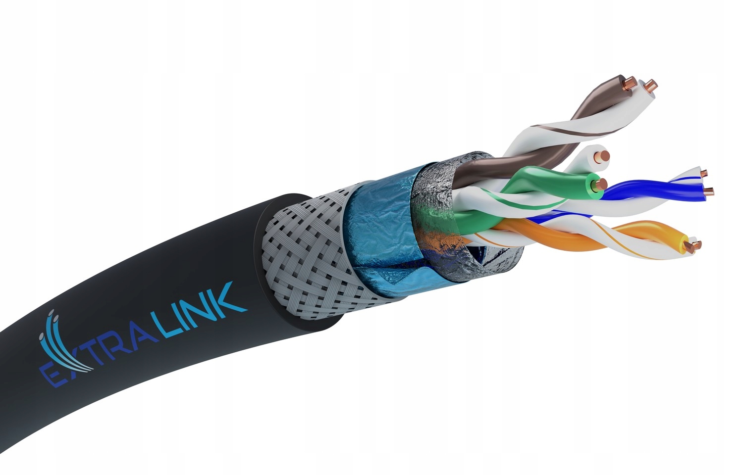 Extralink CAT5E Sftp (sf/ Utp) V2 Zewnętrzny Kabel sieciowy skrętka 305M