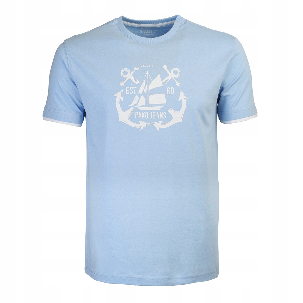 

T-shirt męski koszulka bawełniana Ship błękit XXL