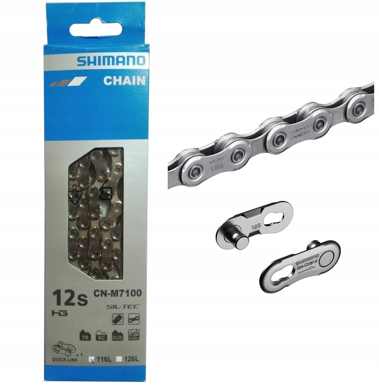 Shimano CN-M7100 łańcuch Slx 12-rzędowy 116 ogniw Oryginał Box Spinka