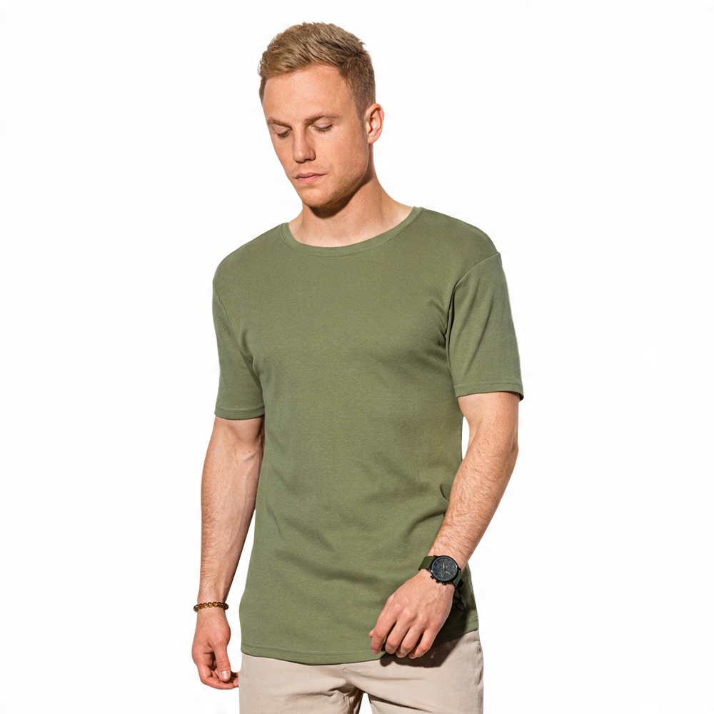 

T-shirt męski z nadrukiem S1387 oliwkowy XL