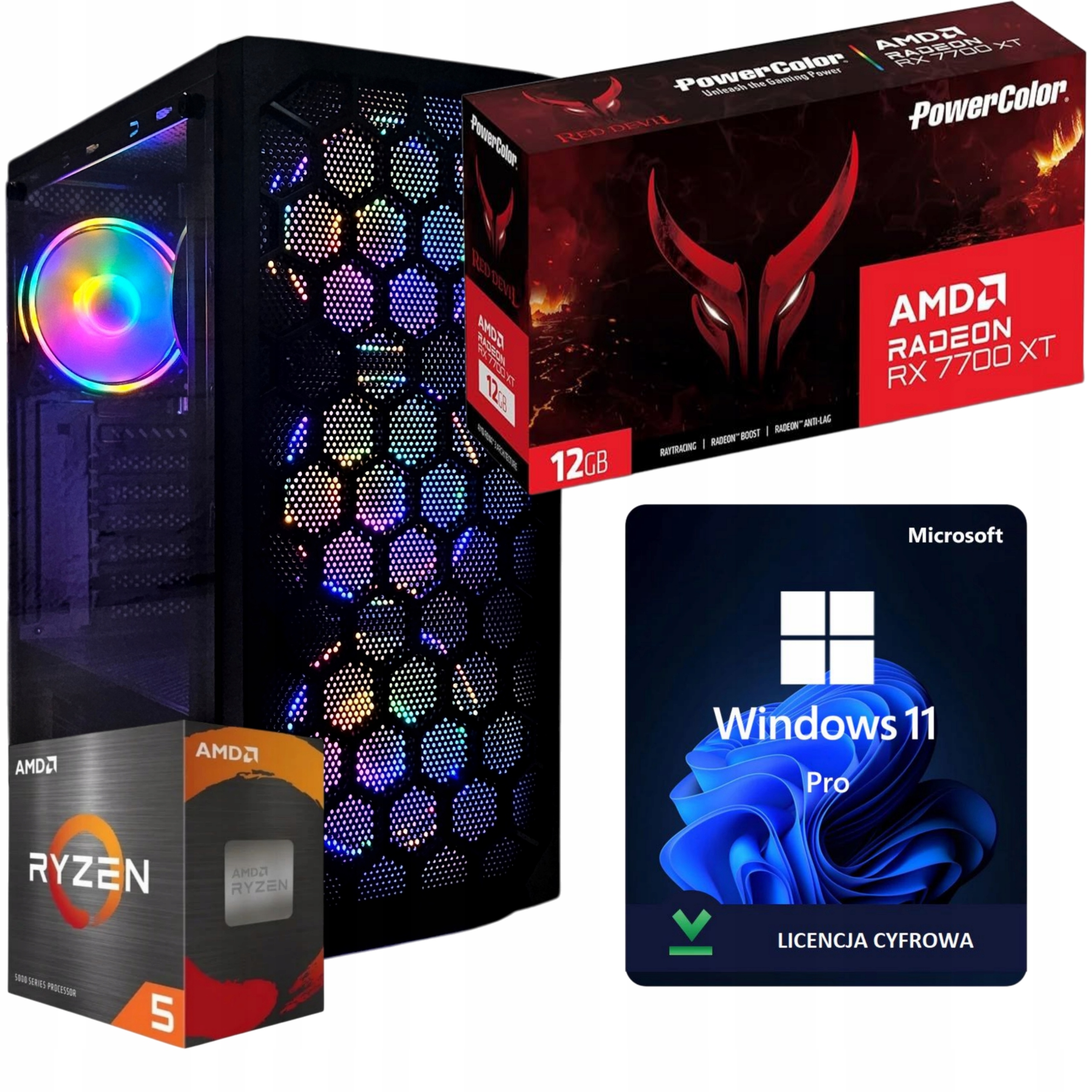 Herní Pc Ryzen 5 3600 32GB Rx 9060XT 12GB Wi-Fi WIN11