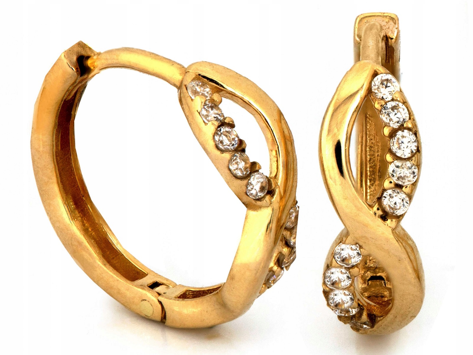 Náušnice zlaté pro ženu 585 lesklé 1,58g nekonečno značkové 14k