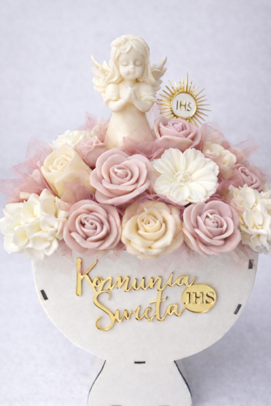 Dárek na svaté přijímání pro dívku, věčný kalich, kytice ze sójových svíček