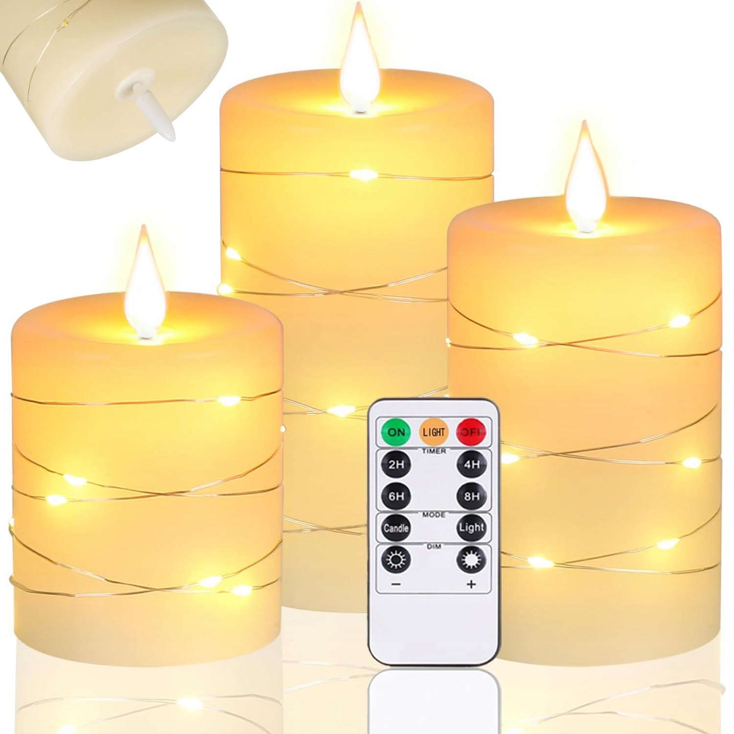 Led Svíčka 15 CM Elektrická Vložka Do Hřbitovních Svíček Svíčka Efekt Plamene 3KS