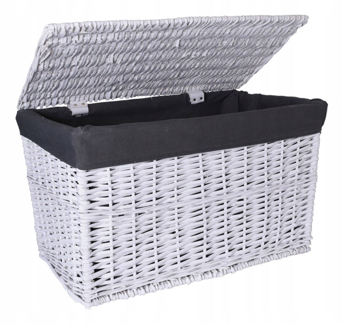 Proutěný kufr 65L 56x34x34 cm bílo-šedý