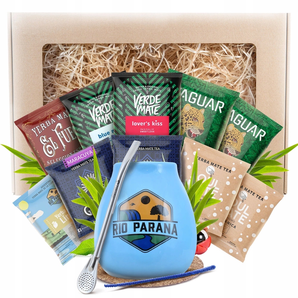 Dárková sada Yerba Mate tykev Rio Parana bombilla cca 350ml 10x50g
