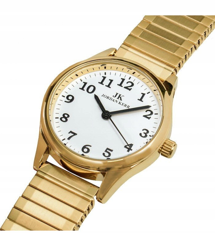 Dámské Kulatý Zlaté Hodinky Jordan Kerr Na Natahovacím Náramku 29 mm