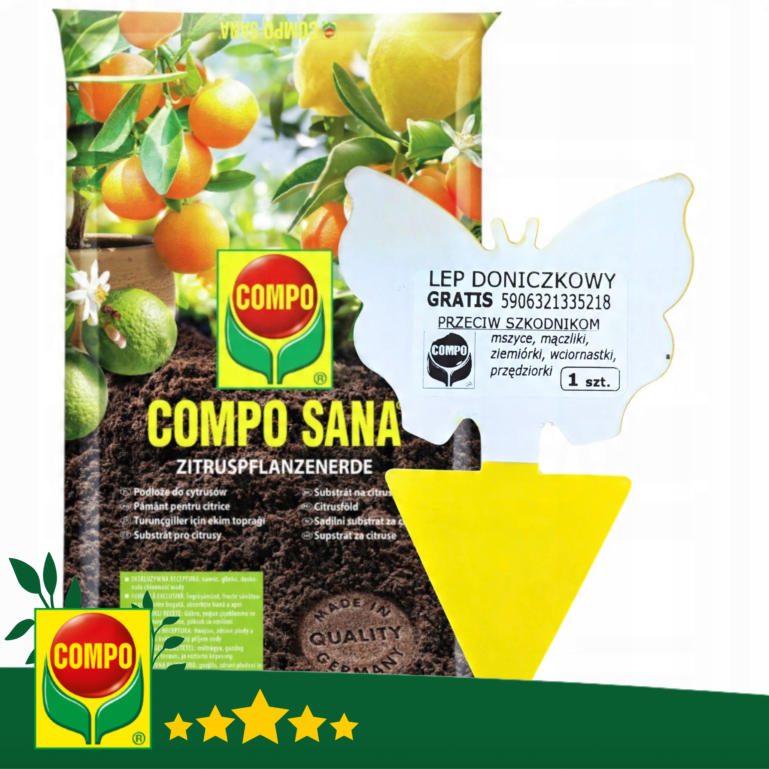 Ziemia do Cytrusów Pomarańczy Limonki Podłoże 10L COMPO z Nawozem + GRATIS Marka Compo