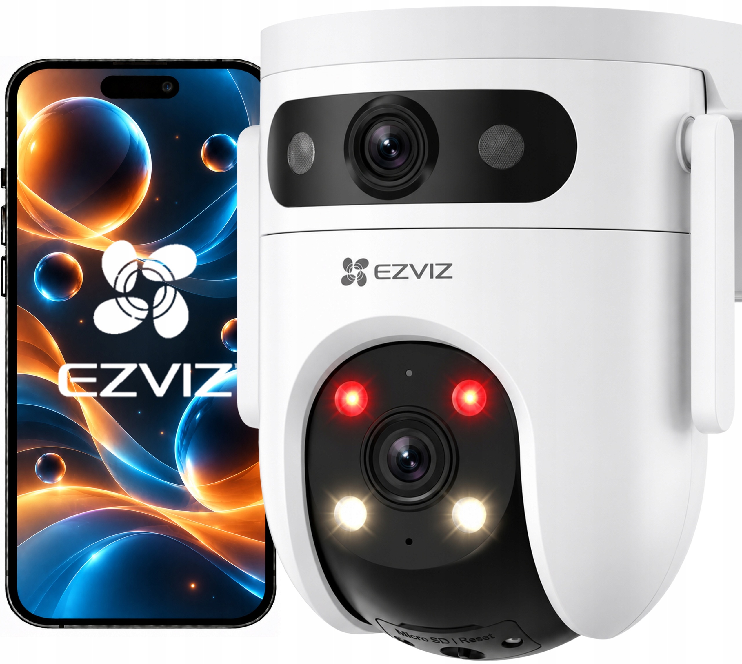 Otočná WiFi kamera Dual Lens 2 Objektivy 5Mpx Sledování Den/Noc Barva