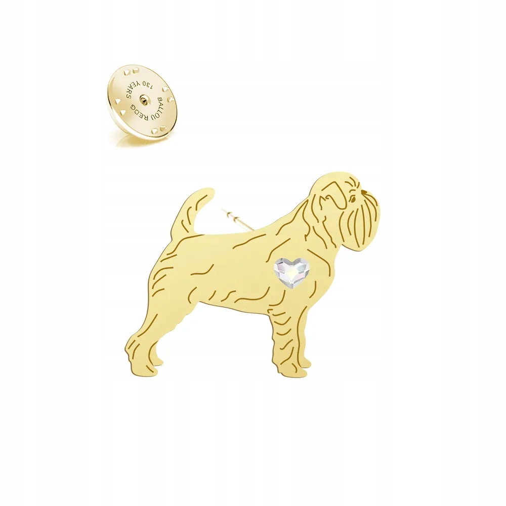 Odznak s psem Gryfonek Belgický 925 Dárek Žena Dedikace Bonus