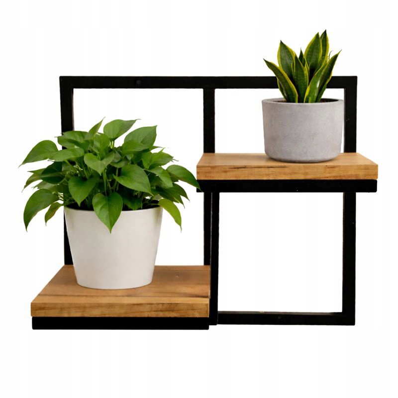 Držák Na Květináč na 2 květiny, závěsná polička na zeď, dub