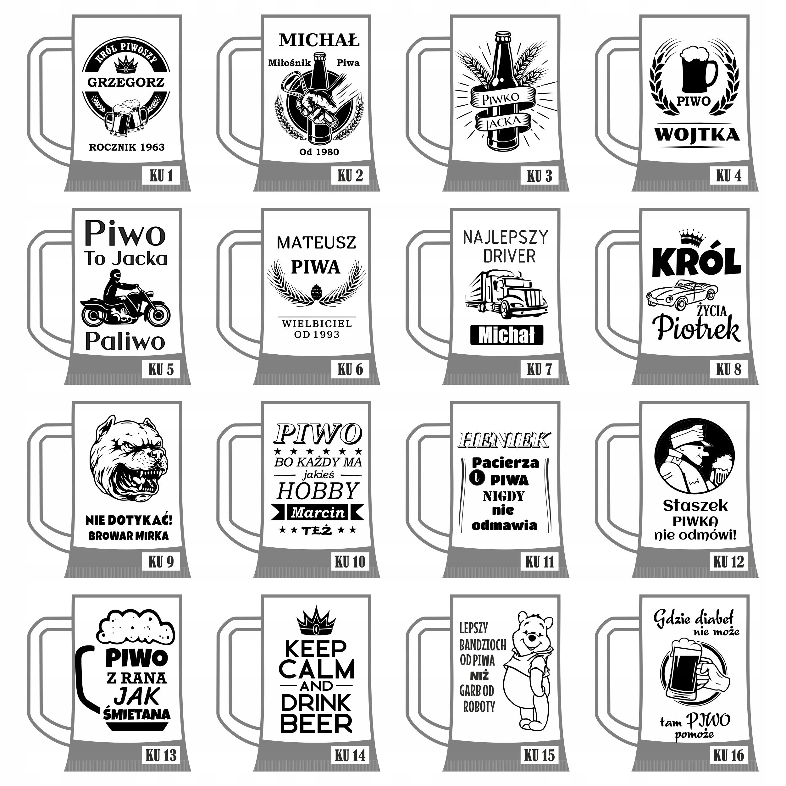 Kufle do piwa z grawerem dwustronnym NA PREZENT Marka inna