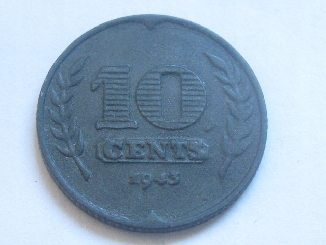 nr1086 Holandia Moneta 10 Cents 1943